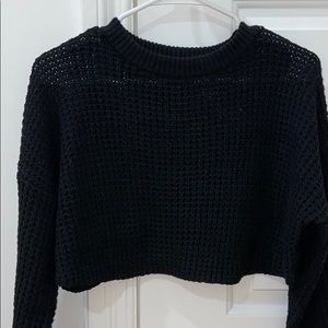 Knitted Cropped black sweater, size 2/4
